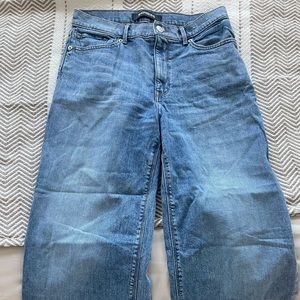 Wide leg cropped , high rise denim